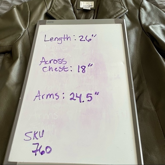 East 5th dark green full  front zip genuine leather jacket with pockets - Picture 13 of 13